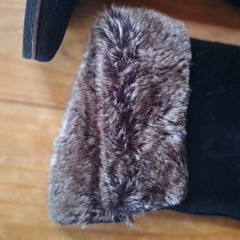 Sam Edelman Orlando Over the Knee Suede Boots Women's Size 7.5 Faux Fur Cuff